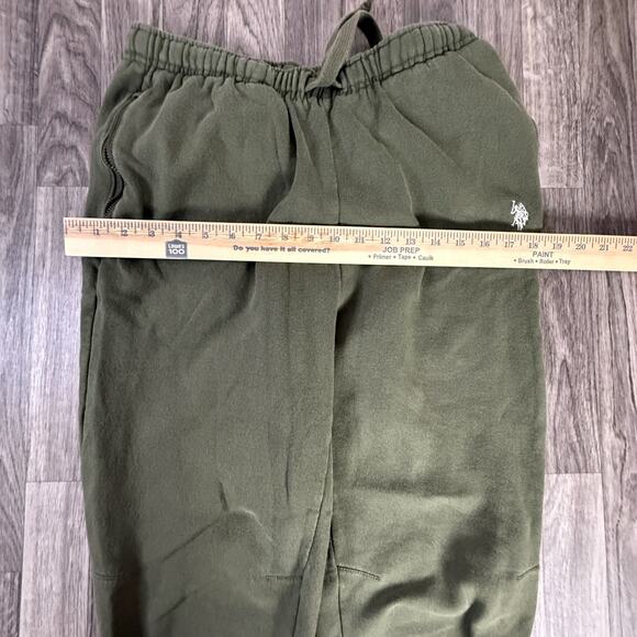 U.S. Polo Assn Olive Green Fleece Jogger Sweatpants Logo Elastic Waist - Picture 6 of 7